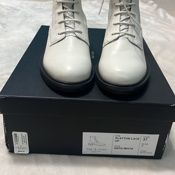 NIB: RAG & BONE Women’s Slayton Leather Lace Up Boot, Antique White Sz 7 (37 EU) - Picture 9 of 15
